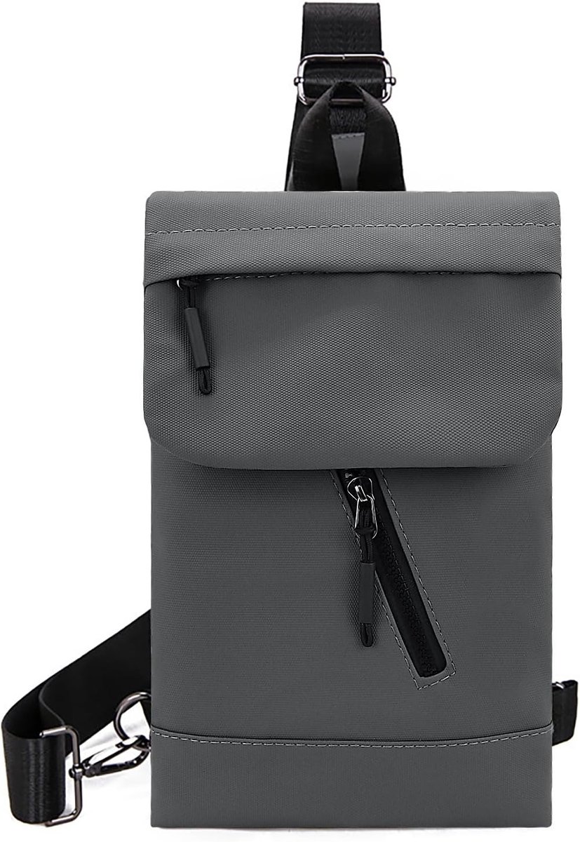 Heren Schoudertas, Diefstalbestendige Sling Bag met 4 Ritsvakken, Waterdicht Kunstleer en Verstelbare Schouderriem voor Winkelen