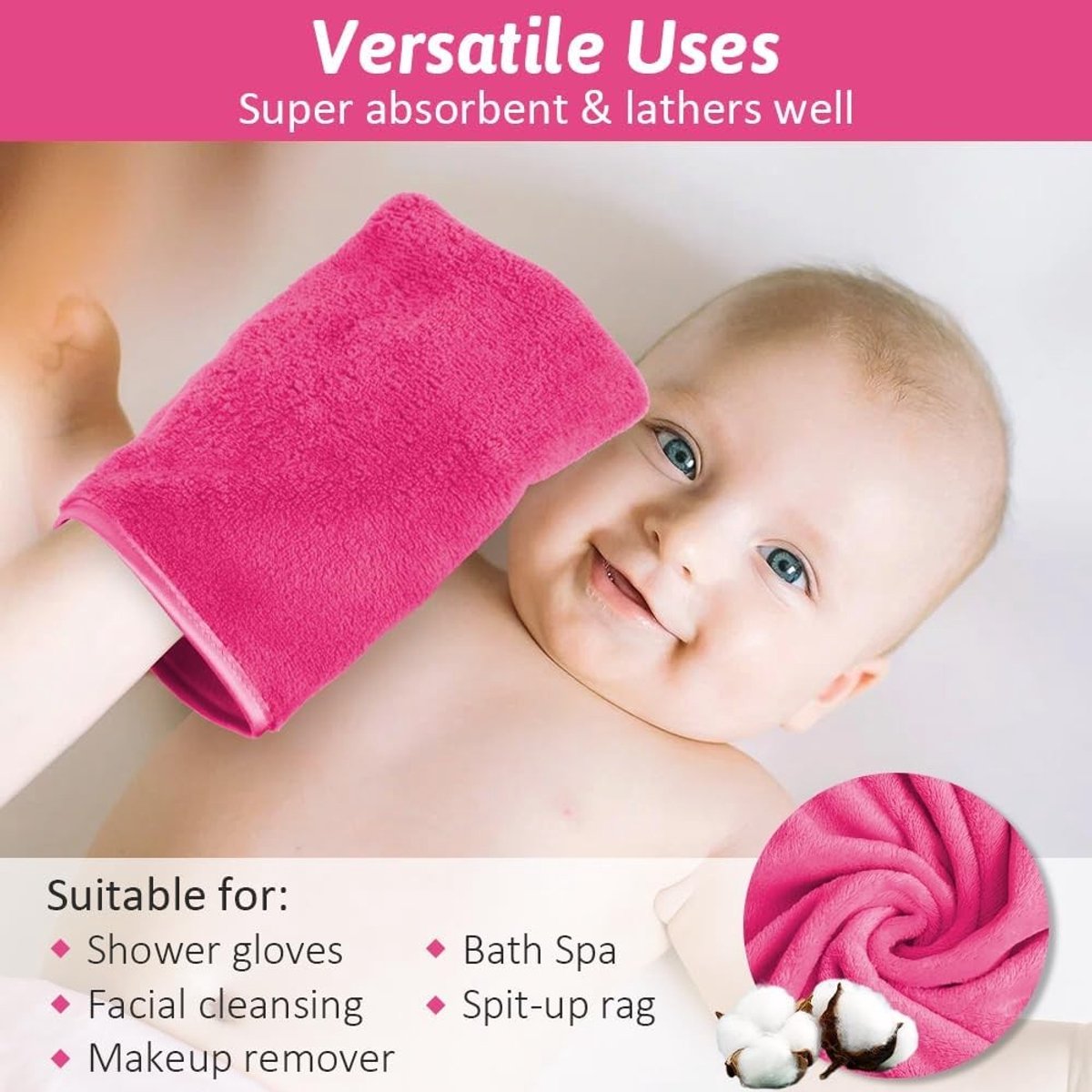 Zachte Flanellen Wasdoeken Set van 4, Herbruikbare Douchehandschoenen 15x20cm, Ideaal voor Gezichtsreiniging en Makeup Verwijderen, Perfect voor Bad en SPA