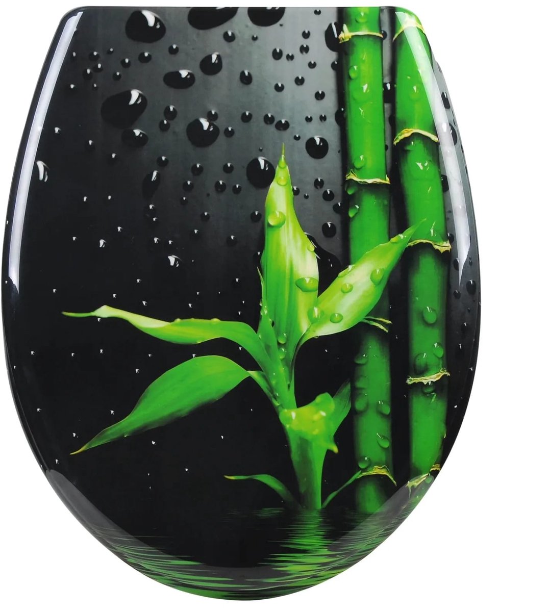 Toiletbril met Print - Bamboe zwart - Soft-close sluiting, Stille demping, Gemakkelijk schoon te maken - O-vorm 44,5x37,1 cm 44,5x37,1 cm