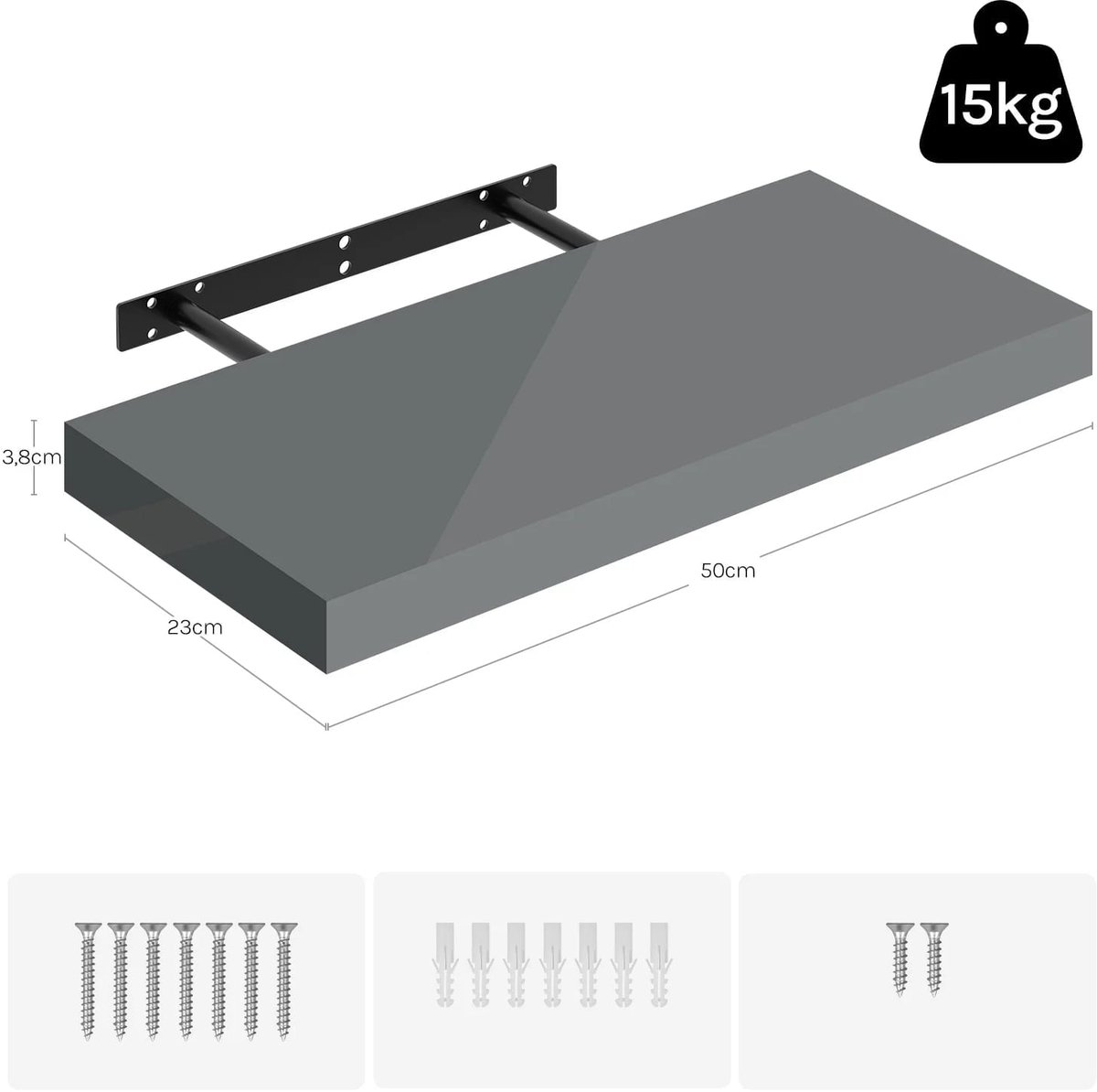 Klarven® Wandplank Zwevend 50cm - Stijlvol Opbergen, Gemakkelijk op te Hangen - B 120 x D 40 cm
