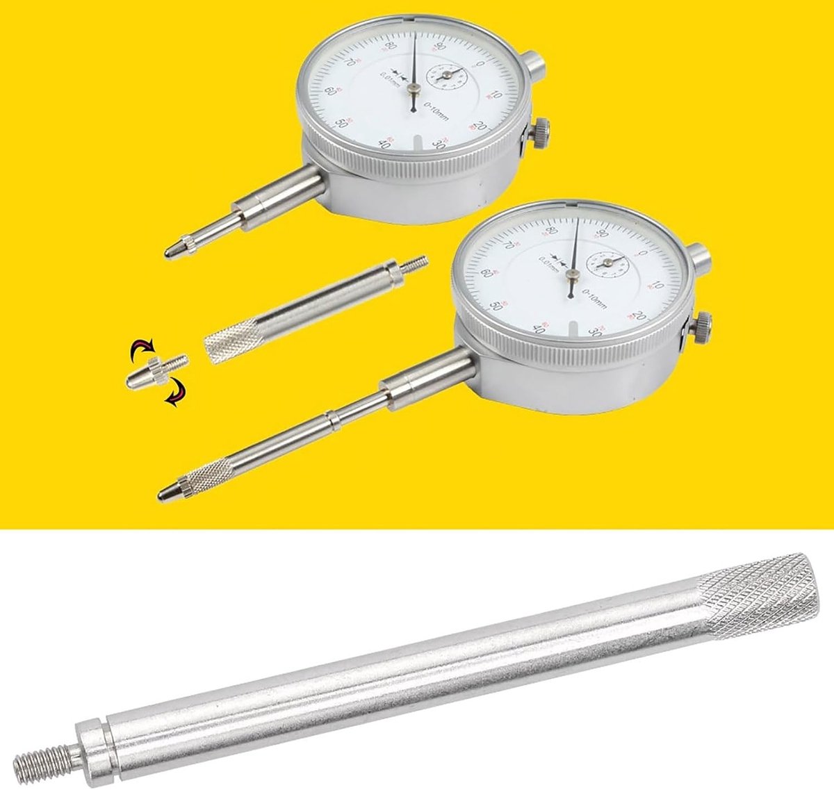 Meetinstrument voor precisie met M2.5 schroefdraad, universele dial gauge verlengstang 40/45/55/60 mm, diameter 5 mm, ideaal voor technische toepassingen en metingen