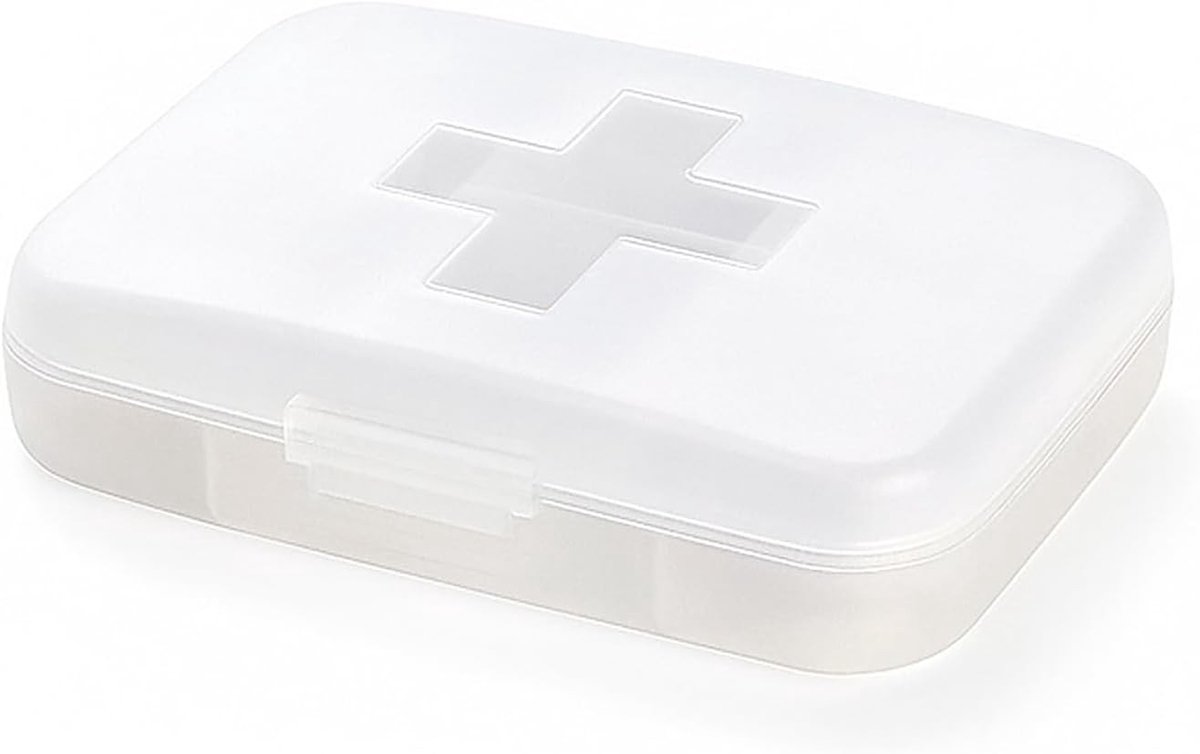 Witte pillendoos met 6 compartimenten voor wekelijkse medicatie, handig en draagbaar voor onderweg
