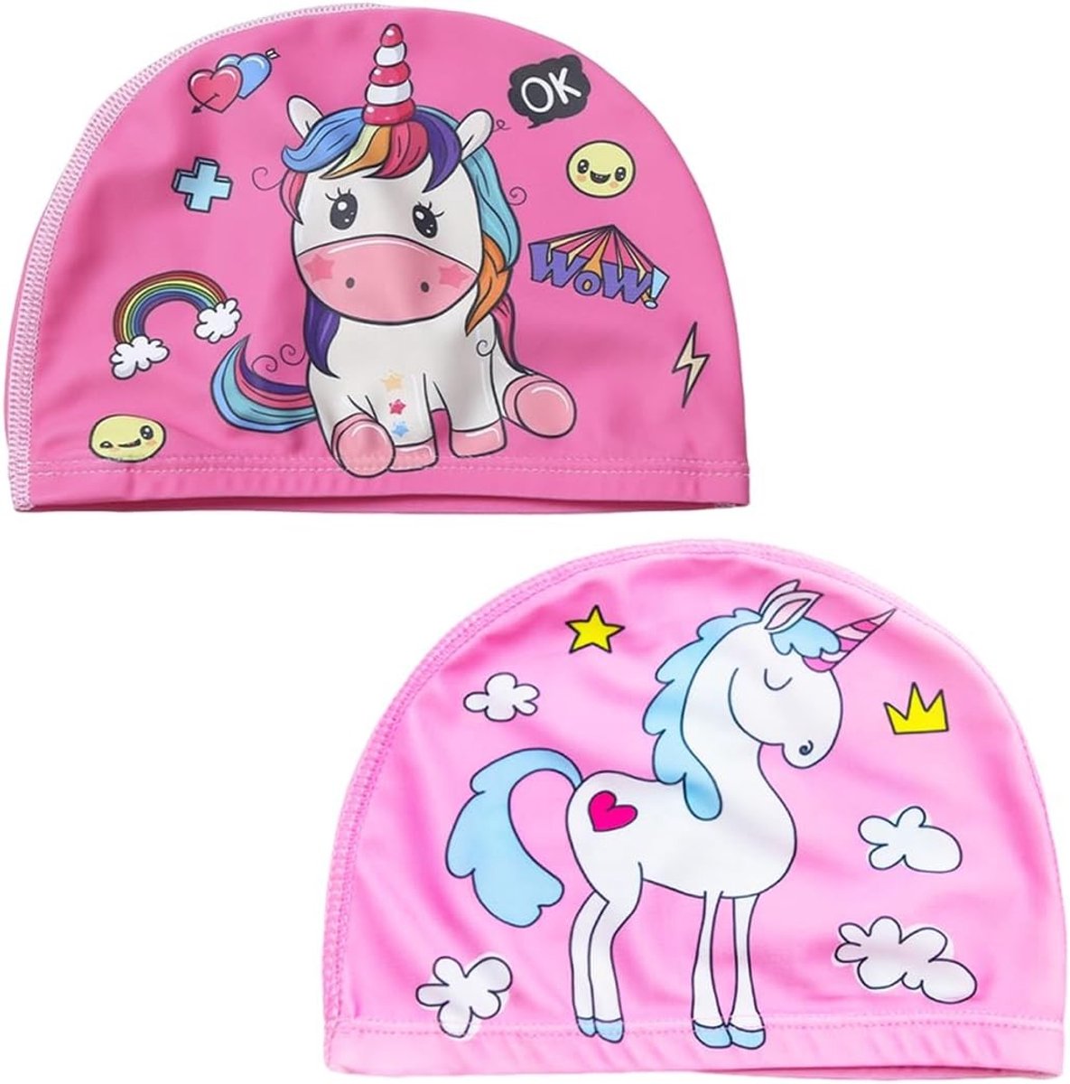Meisjes zwemcap met een unicorn patroon - 2 stuks roze zwemhoed voor kinderen, zwemaccessoires en haarbescherming