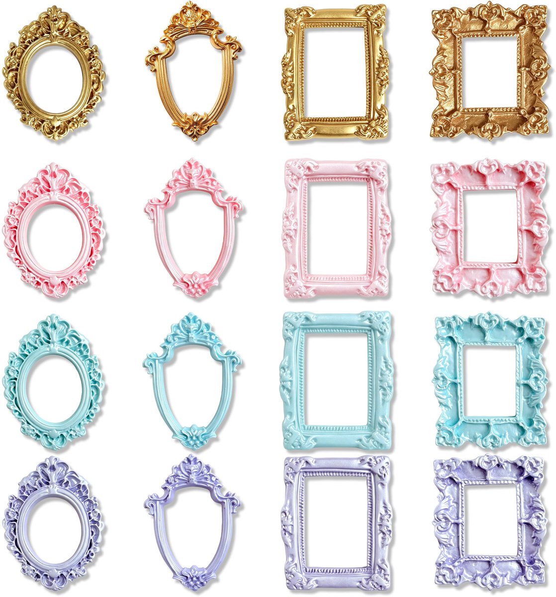 Fotolijsten 16 Stuks - Goudkleurig Mini - Vintage Hars - Voor Wanddecoratie - ShopVlot