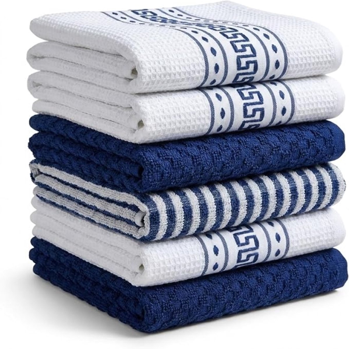 Keukendoeken 6 stuks - 65x45 cm - Absorberende Theedoeken - Microvezel & Badstof - Zalfblauw