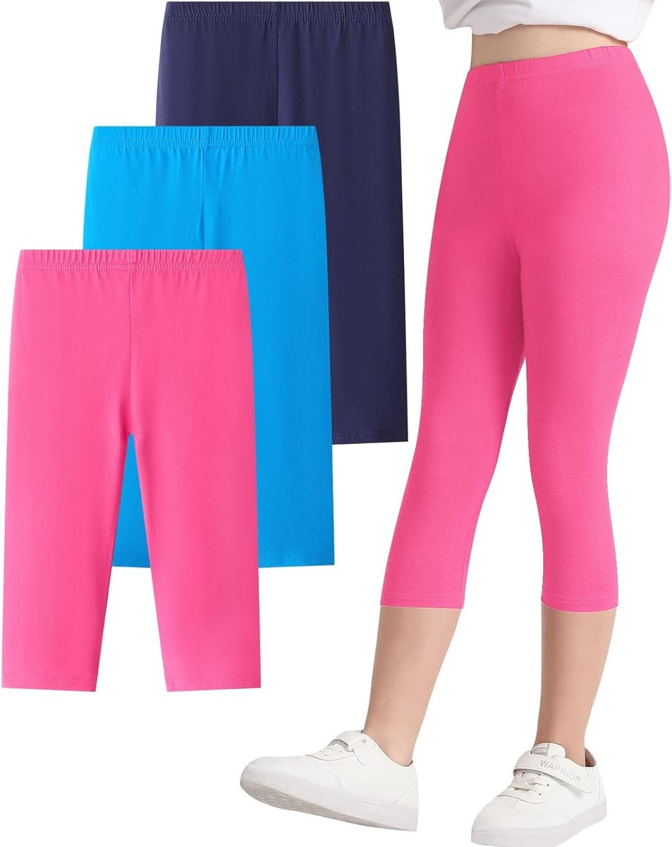 Meisjes 3/4 Leggings en Capri Shorts Set van 3 voor Zomer, Geschikt voor 5-6 Jaar, Comfortabel en Stijlvol