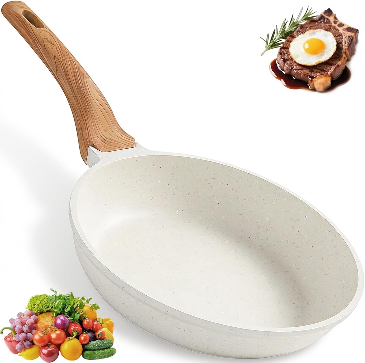 Omelet-pan met antiaanbaklaag, 24 cm, vrij van PTFE, PFAS en PFOA, krasbestendig en vaatwasmachinebestendig - ShopVlot