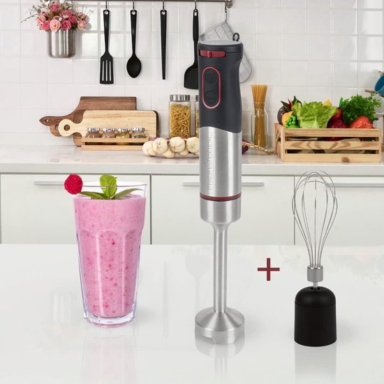 Staafmixer Garde Set - Keukenmachine - Eten Bereiden - 1000 Watt Krachtig - Roestvrij Staal - Zilver — afbeelding 2