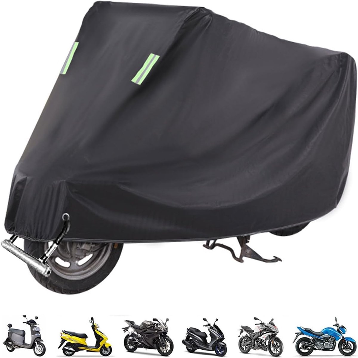 Waterdichte Motorhoes voor Binnen en Buiten, UV-bestendig, Geschikt voor Motor, Scooter en Moped, 255 x 90 x 125 cm