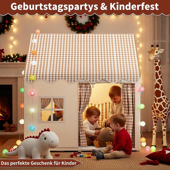 Speelhuisje voor Kinderen 2-in-1 met Mat - Indoor Tent voor Kinderkamer, Speeltent, Creatief Spelen, Grijs Design — afbeelding 4