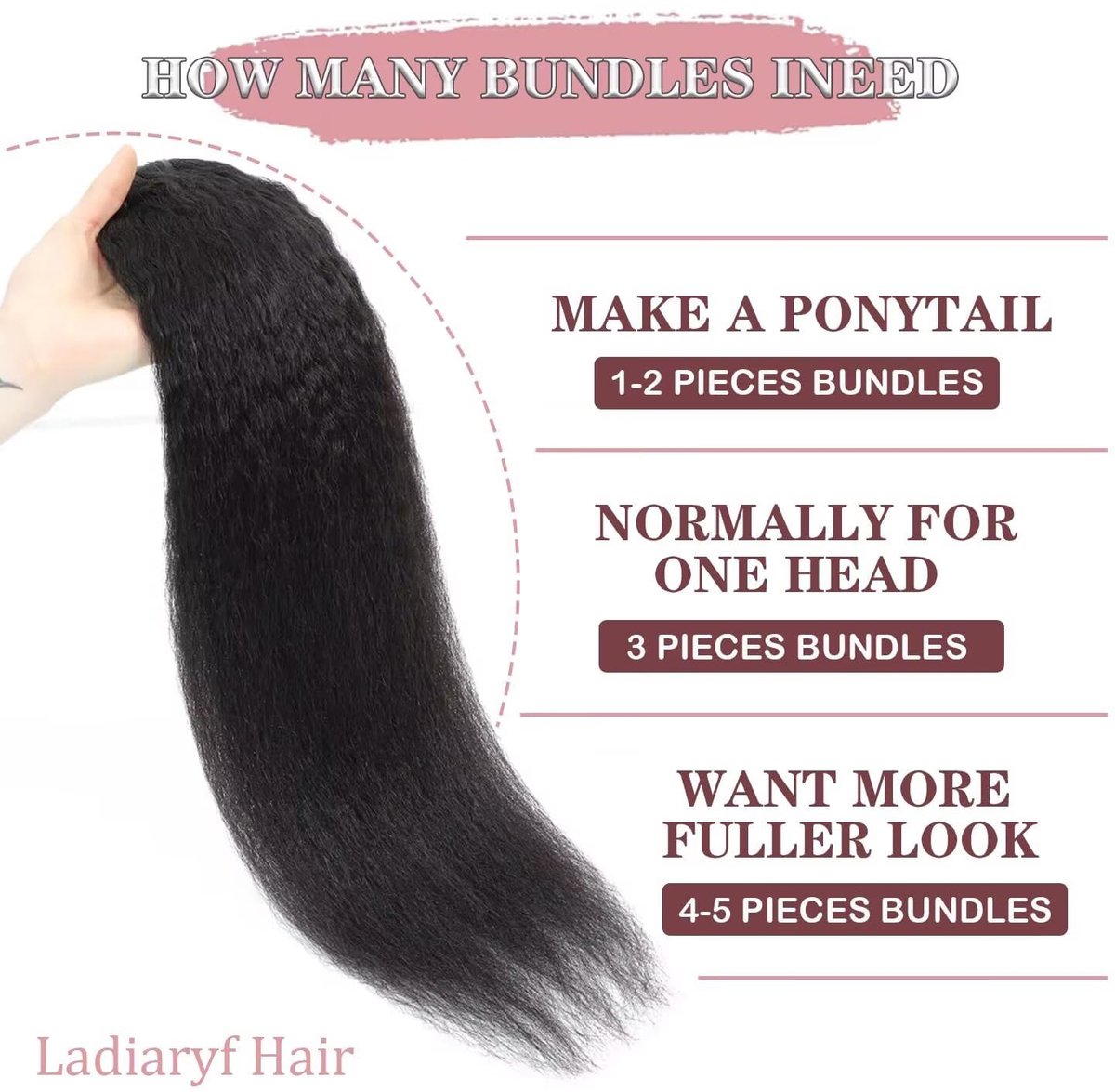 Menselijk haarbundels kinky steil 12 14 16 inch - 3 bundels 10A Braziliaans haar - natuurlijke kleur - ShopVlot
