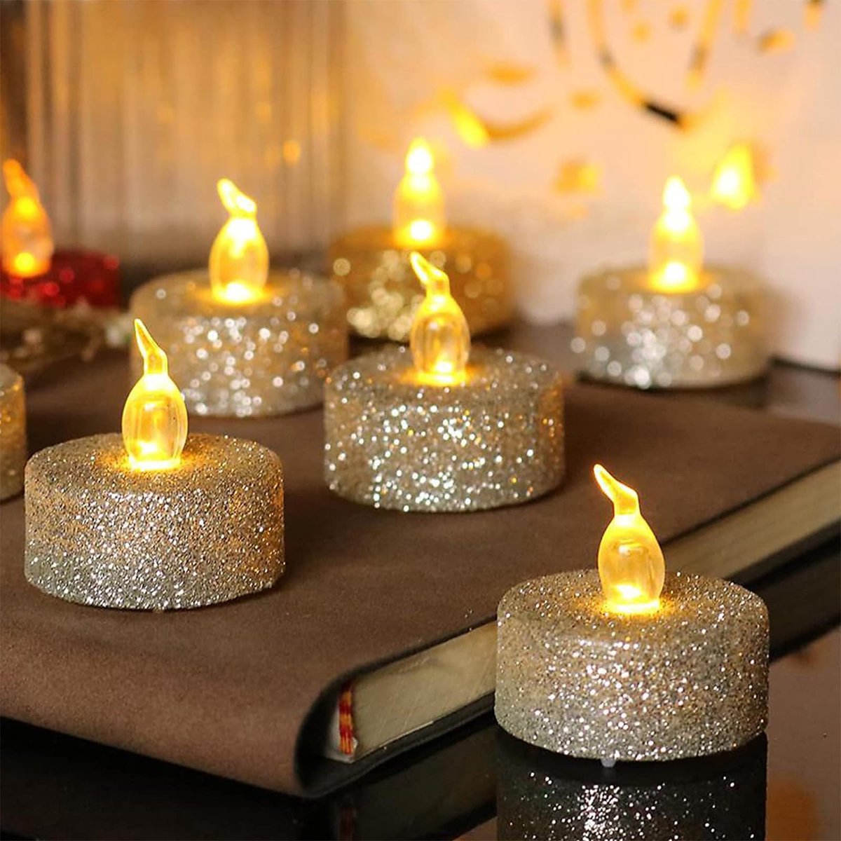 LED theelicht kaarsen 12 stuks - warm geel - realistisch zonder vlam - sfeervolle verlichting - ShopVlot
