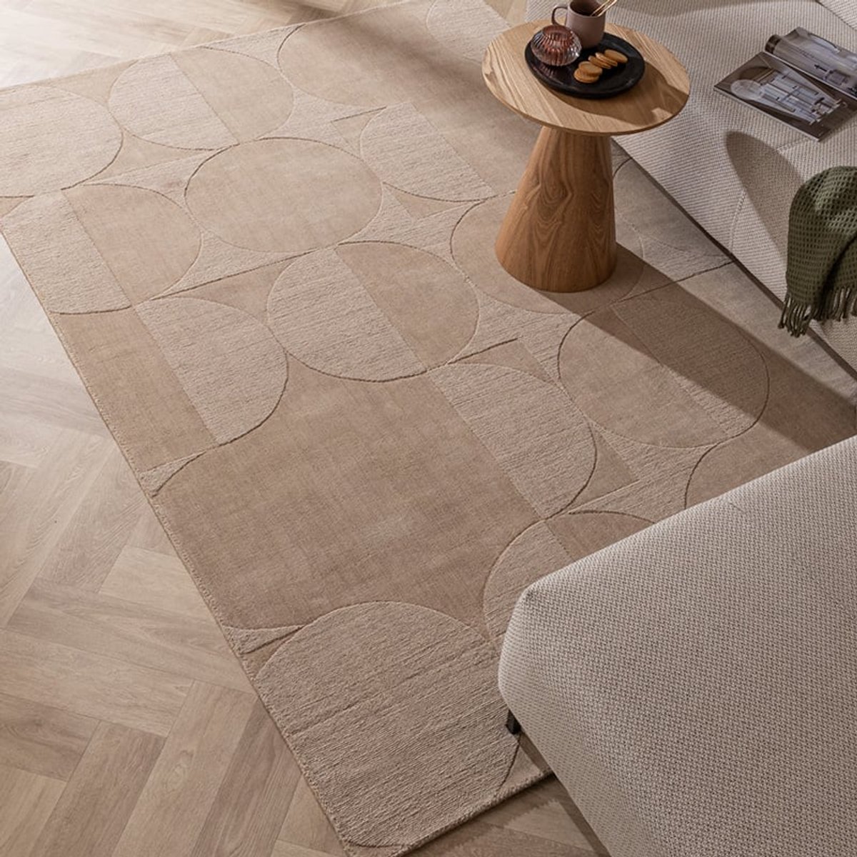 Studio Clarice Wollen vloerkleed - Giselle Circles Beige - 200x290cm