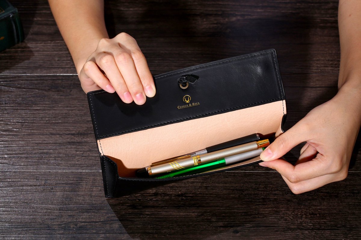 Pennenetui Medium - Exclusief leer - Zwart - Luxe tasorganizer - ShopVlot