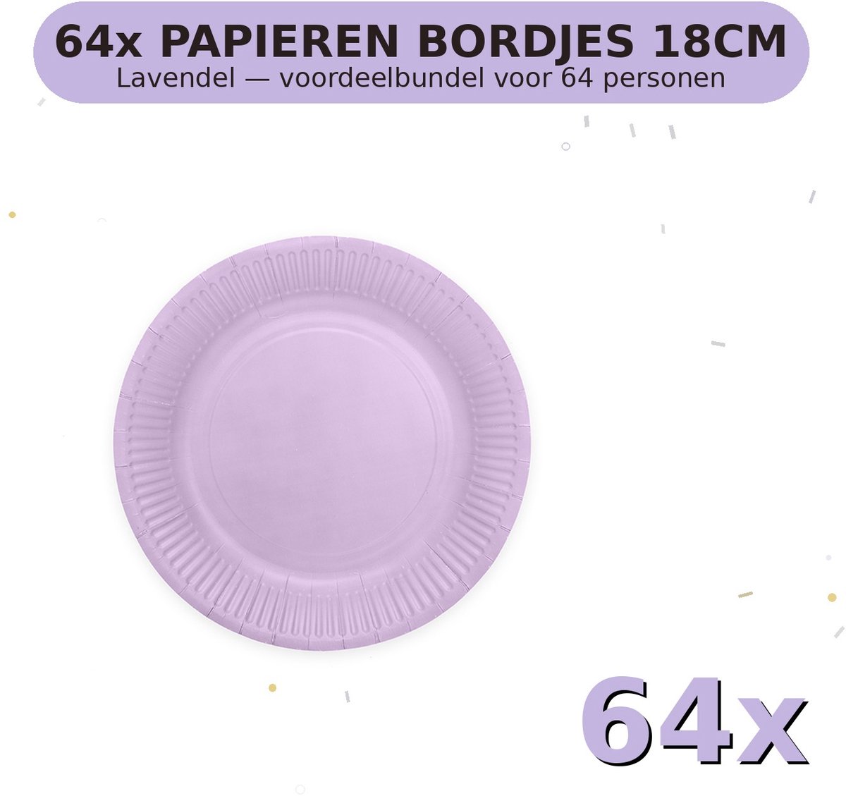 Bordjes 18cm FSC Lavendel - Voordeelverpakking 64 Stuks voor tot 64 Personen - Feestartikelen