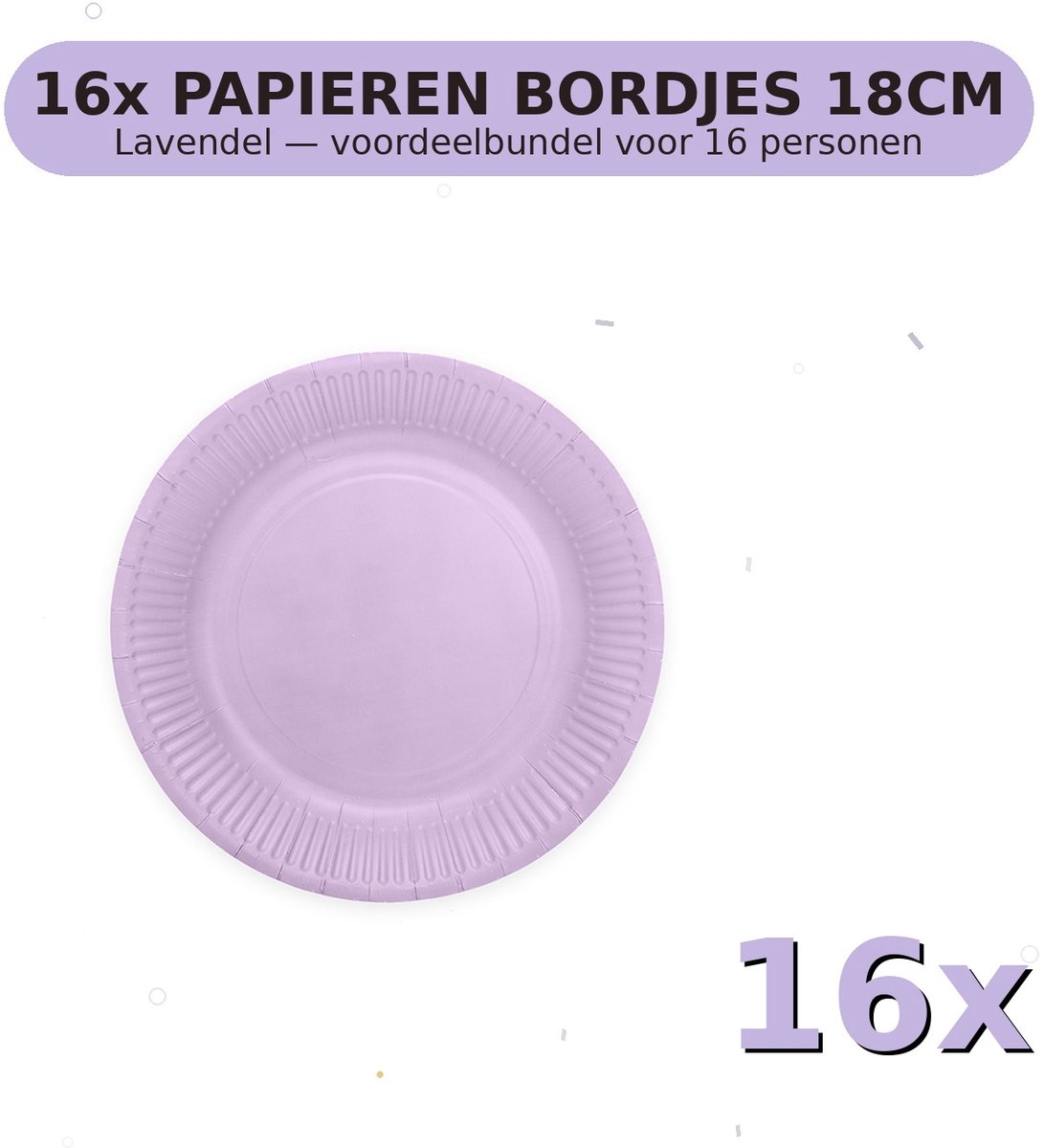 Bordjes 18cm FSC Lavendel - Voordeelverpakking 16 Stuks voor tot 16 Personen - Feestartikelen