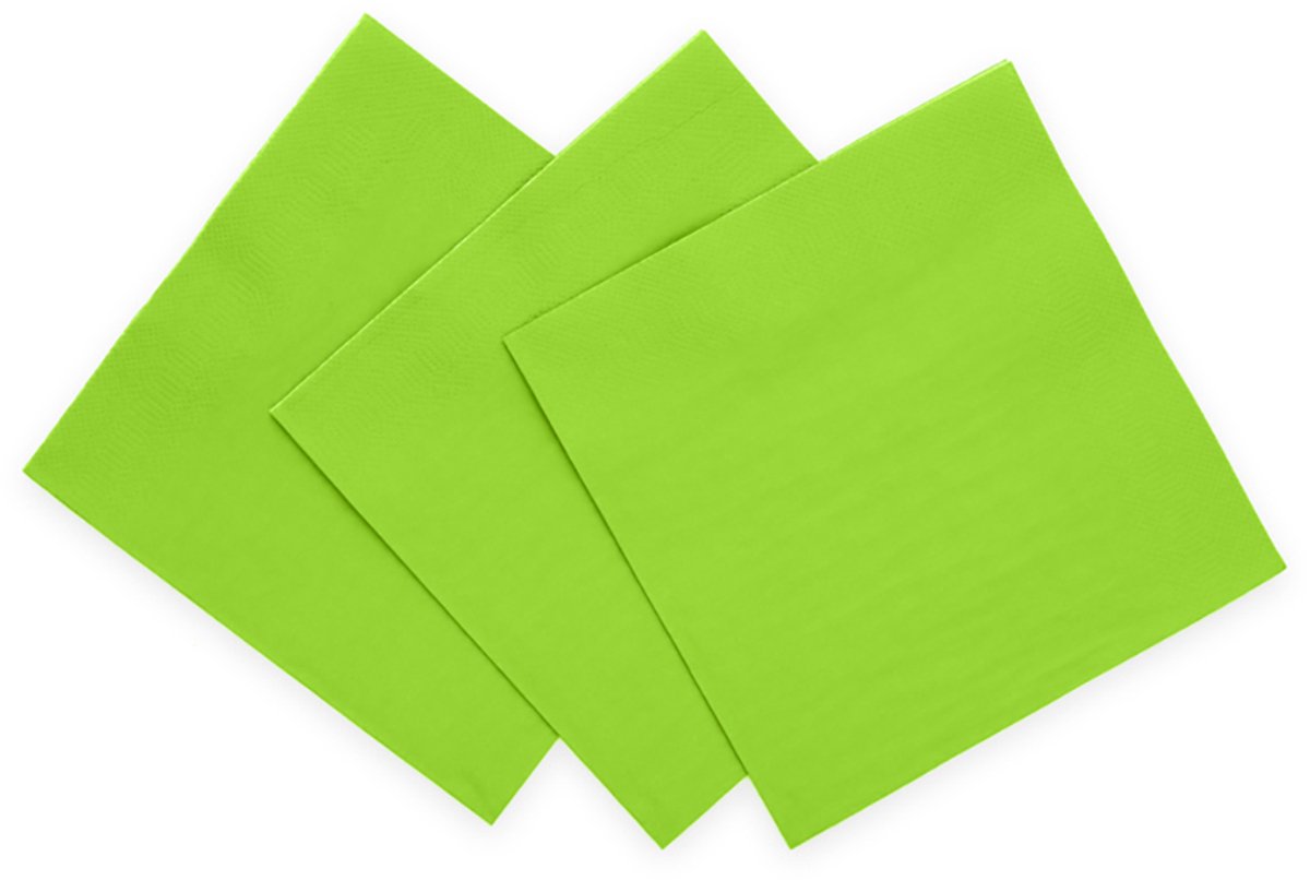 20x Papieren Lunch servetten 33x33cm 3-laags FSC - Limoengroen - Feestartikelen