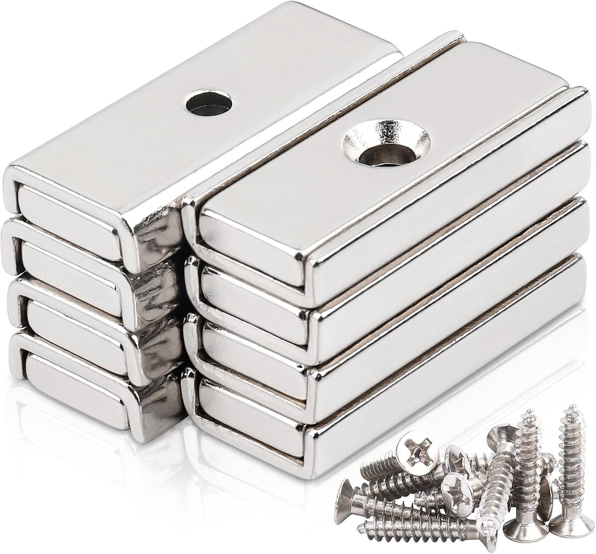 Neodymium magneten extra sterk 30 x 13,5 x 5 mm - grote potmagneten met gat - ideaal voor bevestigen en ophangen - ShopVlot