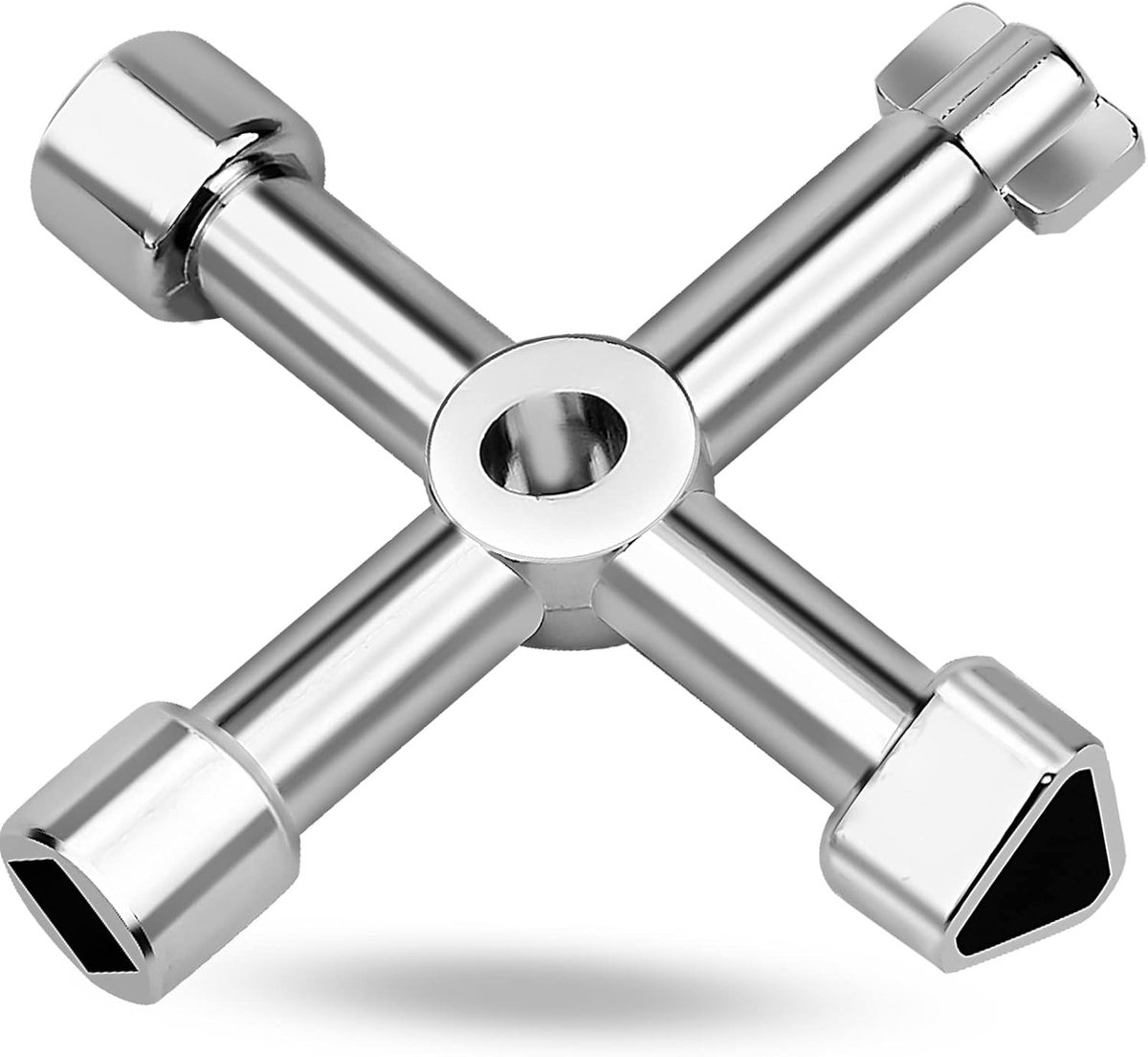 Multifunctionele Sleutel - Zilver - 5,5 x 5,5 cm - 4-in-1 Sleutel voor Elektrische Kasten en Ventielen - Voor Diverse Toepassingen