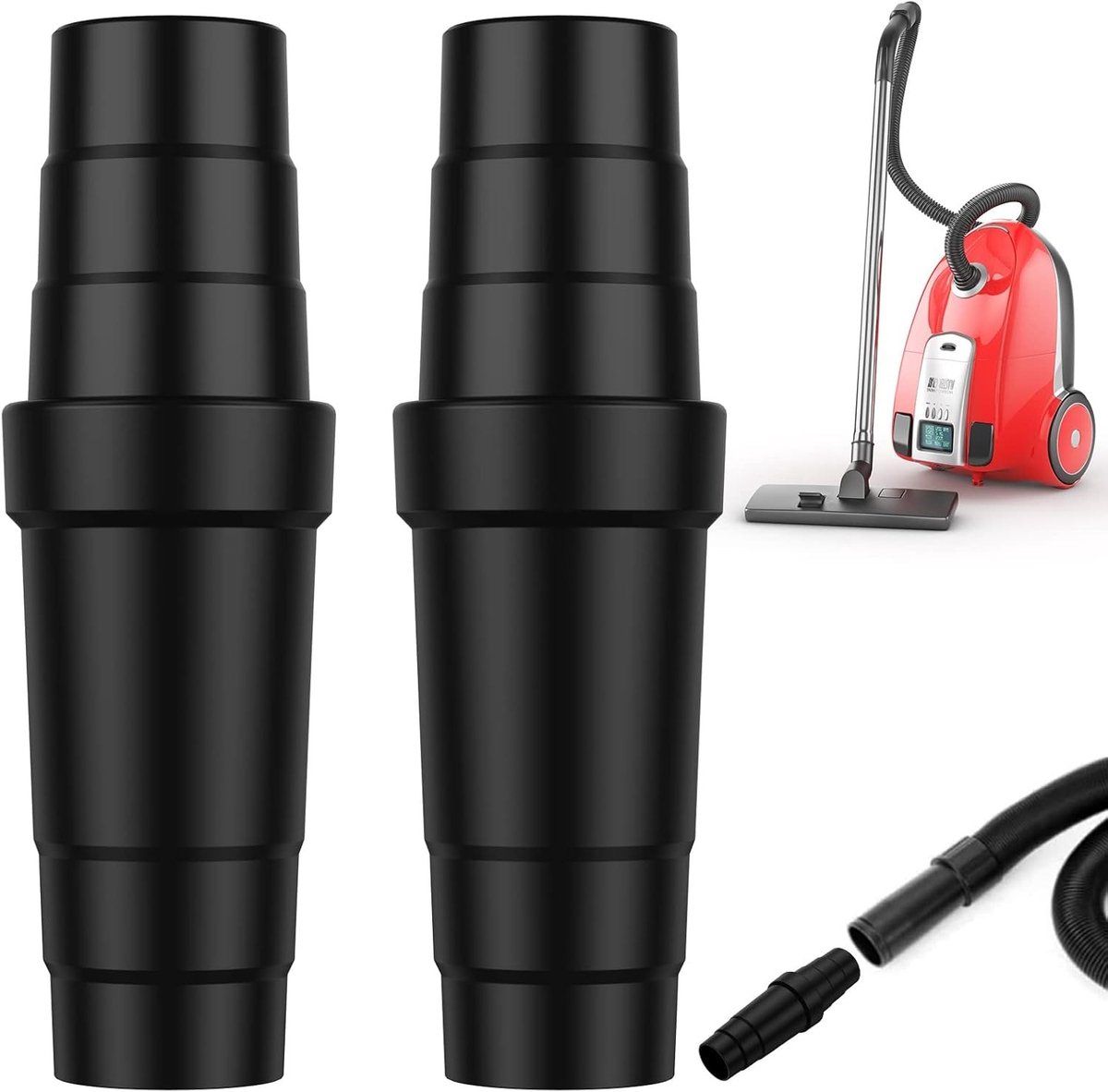 Hoesadapter voor stofzuiger 31.5/32.5/34.5/35.5/37/38/40/44/45 mm, 7-laags snijbaar, zuigadapter, reducer voor stofzuigerslangen, universele aansluiting en verbeterde zuigkracht