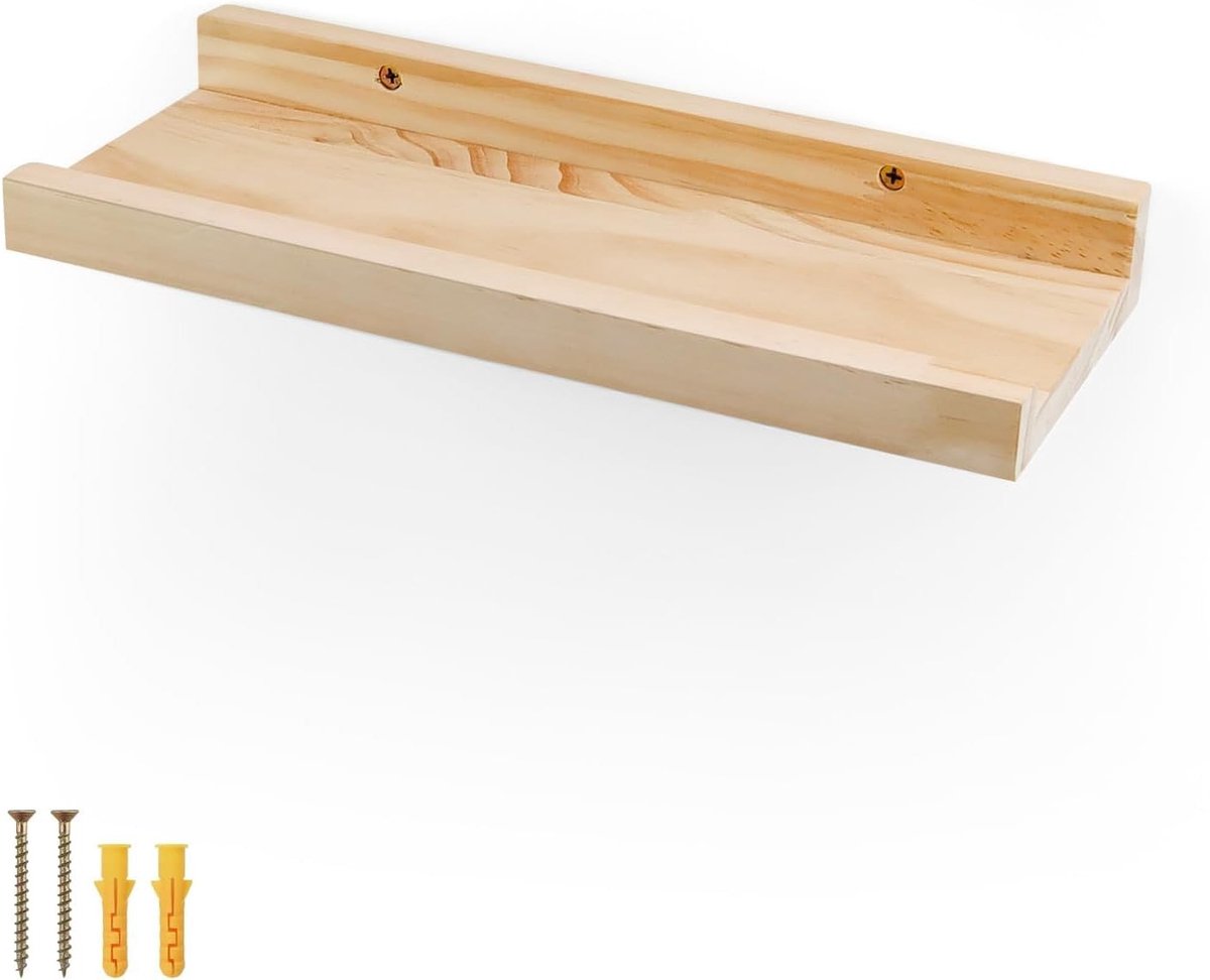 Houten Wandplank 30 cm - Zwevende Plank van Dennenhout voor Keuken, Woonkamer & Kantoor, Unieke Wanddecoratie en Opbergruimte