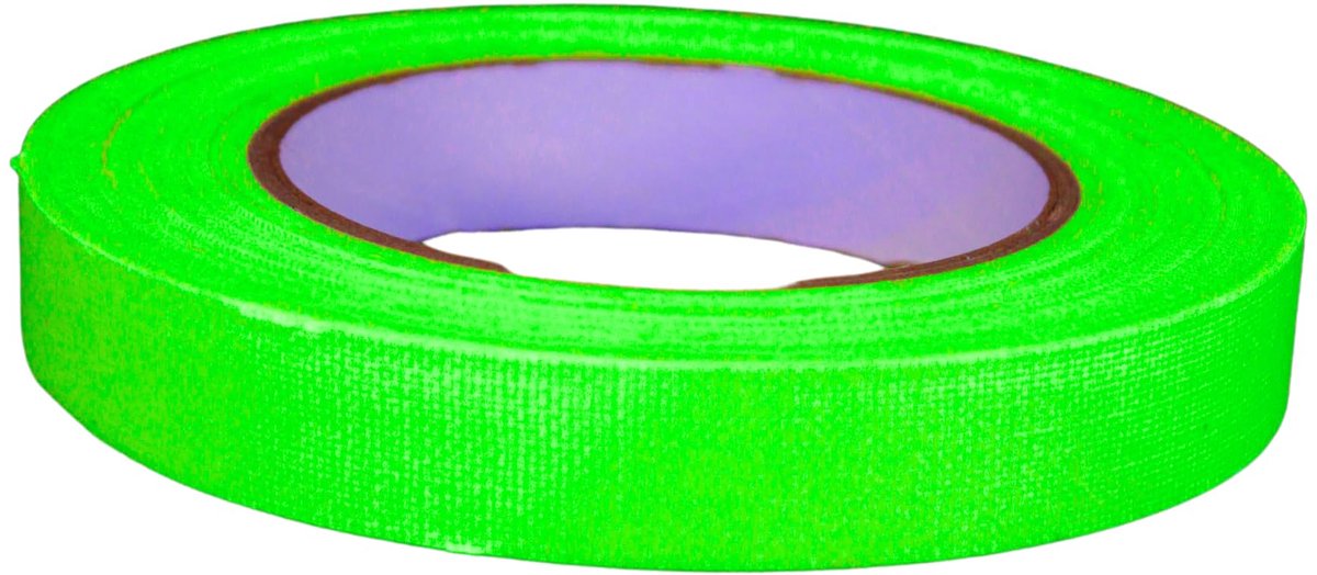 Gaffer plakband neongroen 19 mm x 25 m - premium kwaliteit - fluorescerend - decoratief accessoire voor feesten - ShopVlot