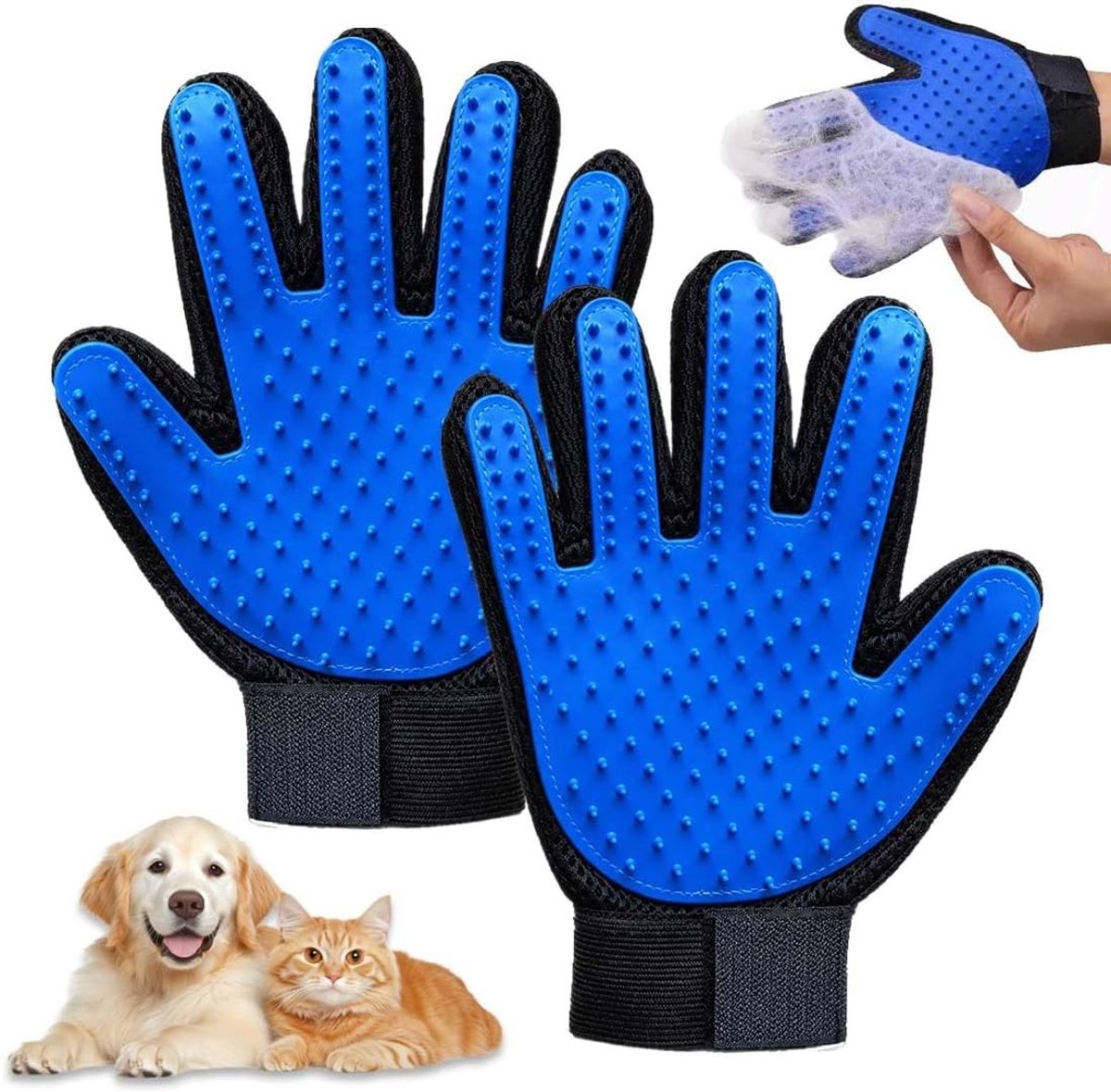 Efficiënte honden- en kattenhandschoenborstel voor het verwijderen van dierenharen, zachte vachtverzorging voor meubels en kleding, eenvoudig in gebruik