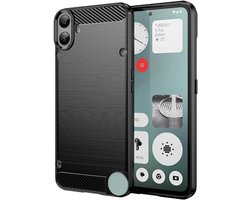 Geborsteld TPU Hoesje Geschikt voor Nothing CMF Phone 1 | Beschermhoes | Back Cover | Flexibel TPU | Stijlvol Carbon | Dun | Zwart