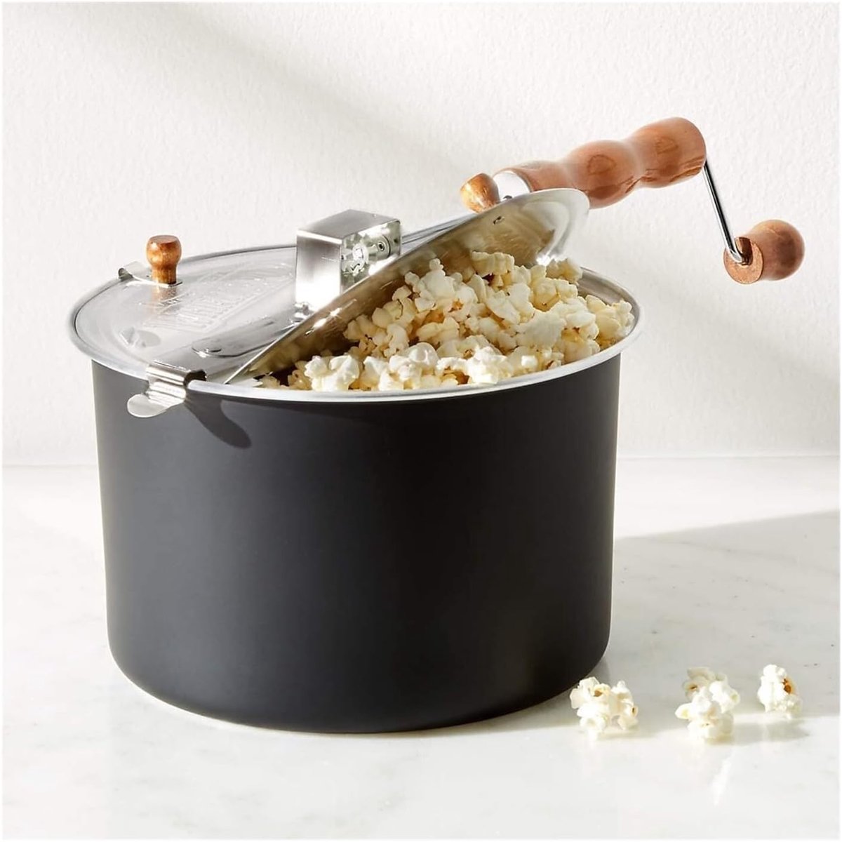 Popcornmachine - Popcornmaker Hetelucht - Filmavond Thuis - Roestvrijstalen Rvs - 6 Quarts - Zilver