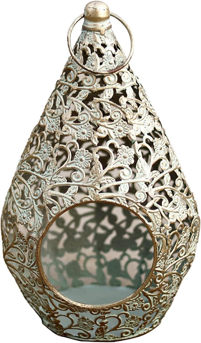 Decoratieve Kaarslantaarns - Tuinlantaarns Kandelaars - Sfeerverlichting Creëren - Uniek Hol Patroon - 20x20x36cm - Vintage
