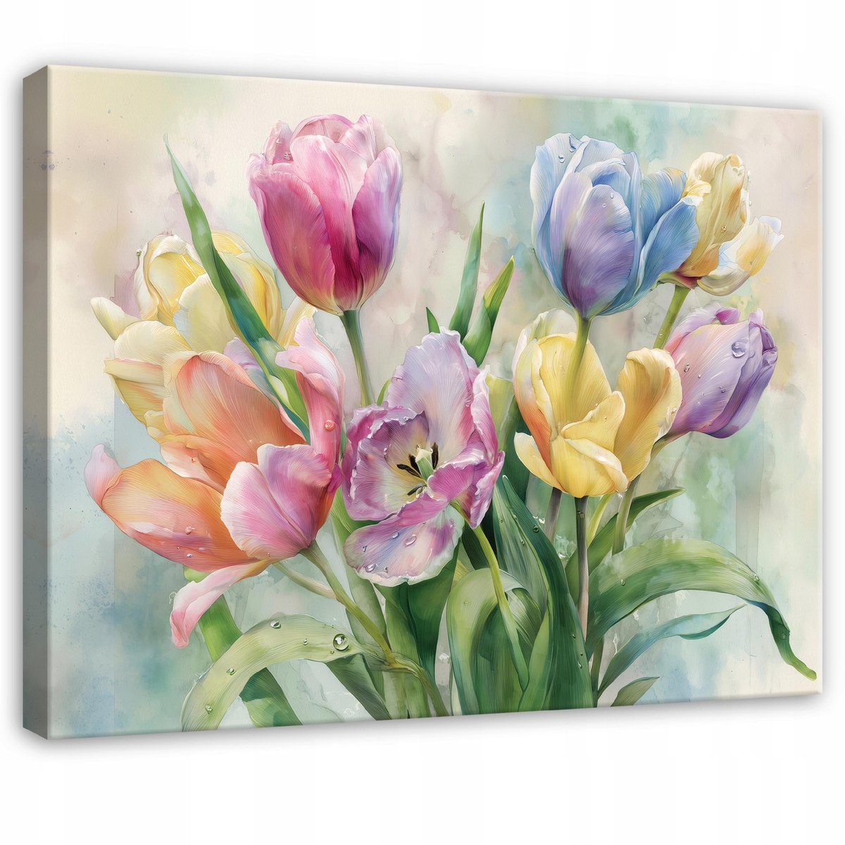 WALLARENA Schilderij op canvas - 90x60 cm - abstracte tulpen - wanddecoratie woonkamer en slaapkamer Veelkleurig