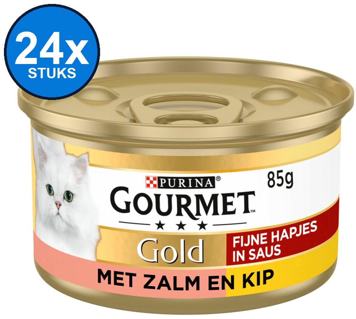 24x Gourmet Gold Fijne Hapjes - Zalm & Kip - Kattenvoer Natvoer - 85g