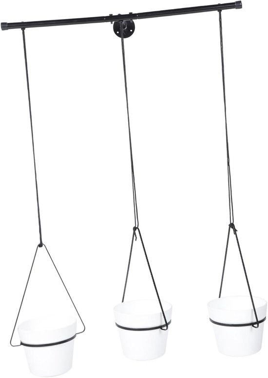 Hangplantenhouder - Plantenhanger Binnen - Decoratief Ophangen Planten - IJzeren Constructie - 60x17cm - Zwart