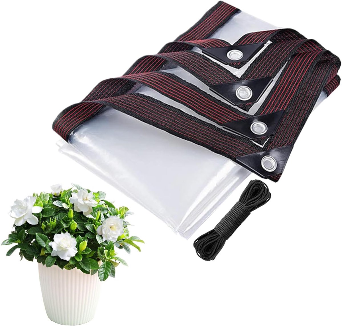 Transparant Tarp - Afdekzeil Stevig - Buiten Spullen Beschermen - Versterkte Oogjes - 2x4m - Transparant