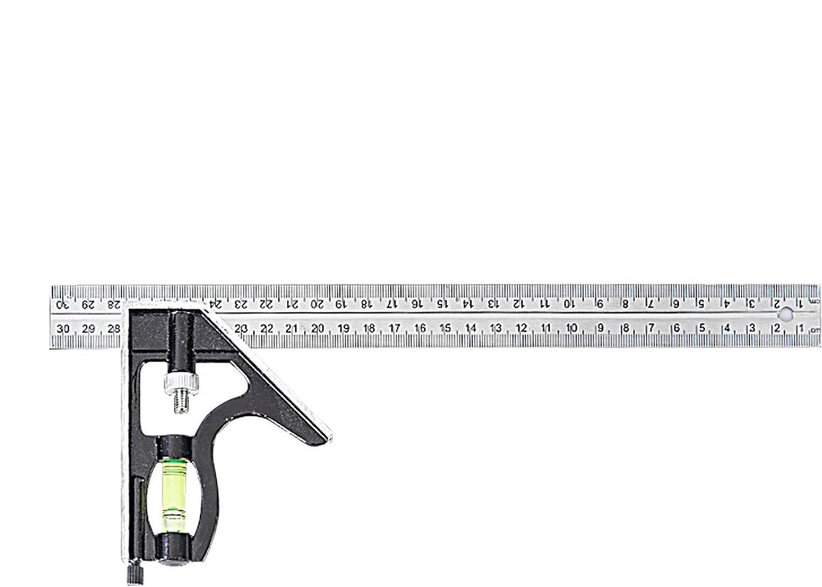 Geodriehoek Houtbewerking - Meetliniaal Waterpas - Nauwkeurig Meten - Verstelbare Combi-hoek - 300 mm - Zilver