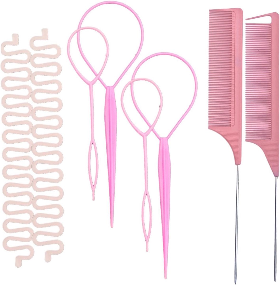 Haarstyling Tool - Vlechtkam Staartkam - Snel Kapsels Maken - Antistatisch Ontwerp - 24 x 8 x 1 cm - Zwart