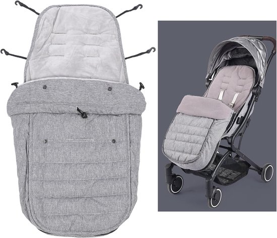 Kinderwagen Voetenzak - Baby Winterhoes - Baby Warm Houden - Universele Pasvorm - 40 x 85 cm - Grijs — afbeelding 4