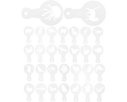 Decoratie Stencils - Latte Kunst - Drankjes Versieren - Herbruikbaar Plastic - 30 Stuks - Wit