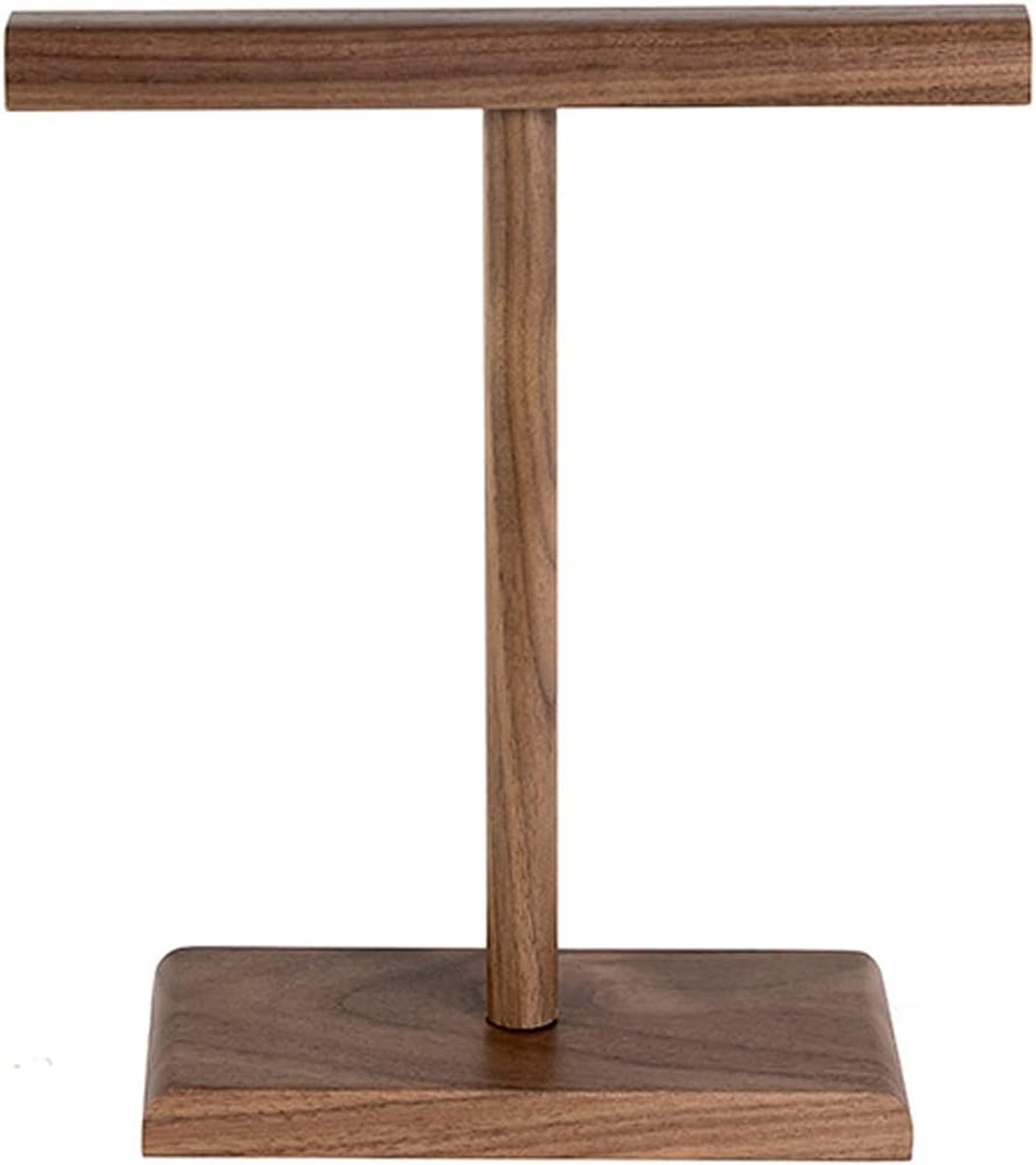 Hoofdtelefoonstandaard - Houder bureau - Hoofdtelefoon opbergen - Massief houten ontwerp - 19x8x28 cm - Nootbruin