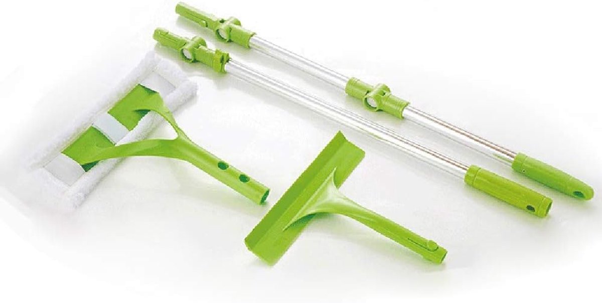 Telescopische Raamwisser - Spons Mop - Ramen Zemen - Flexibele Hoek - Verstelbare Lengte - Groen