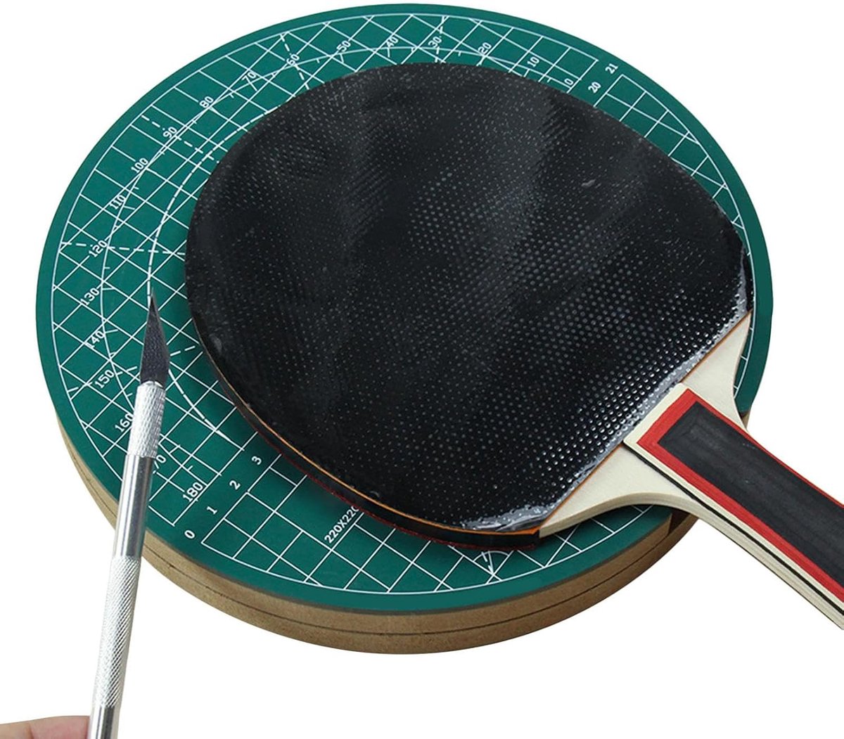 Tafeltennis Racket Snijder - DIY Gereedschap - Rubber Snijden - Draaibare Basis - 22 cm Breed - Grijs