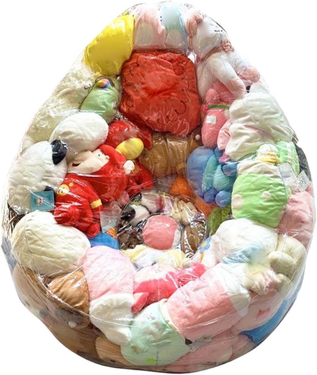 Zitzakhoes - Pluche hoes organizer - Speelgoed organiseren - Transparant venster - 75 x 75 x 60 cm - Enkel kenmerk