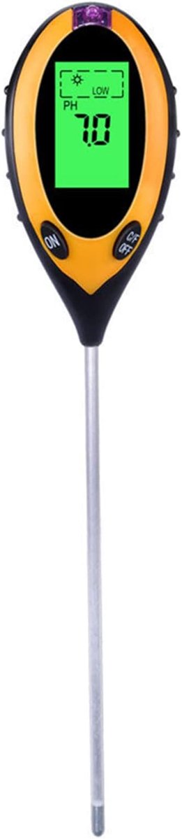 Bodem Meetinstrument - PH Tester - Planten Verzorgen - 4-in-1 Meting - 20 cm Sonde - Zwart