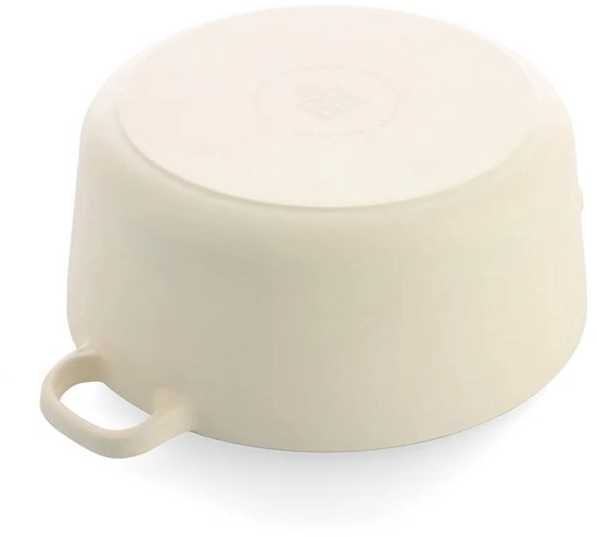 BK Bourgogne Braadpan Gietijzer 28cm/6.7l - inductie braadpan - gietijzeren braadpan - ovenbestendig tot 230 graden - deksel met druipringen - wit geëmailleerde binnenkant - Cream White