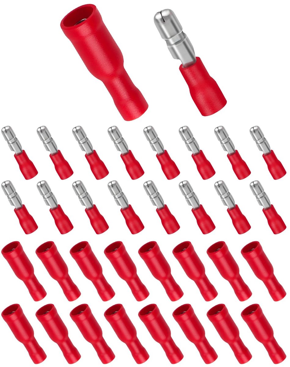 100 Stuks Kabelschoen Set, 0.5-1.5 mm² Ronde Pluggen, Geïsoleerde Crimpconnectoren voor Auto en Elektrische Toepassingen