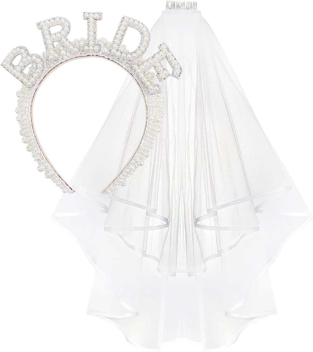 2 Stks Parel Bruid Hoofdband Sluier Kit Sparkly Parel Bruid Tiara Be Hoofdband Bruids Hoofddeksel Bruids Douche Gift Tiara Sluier