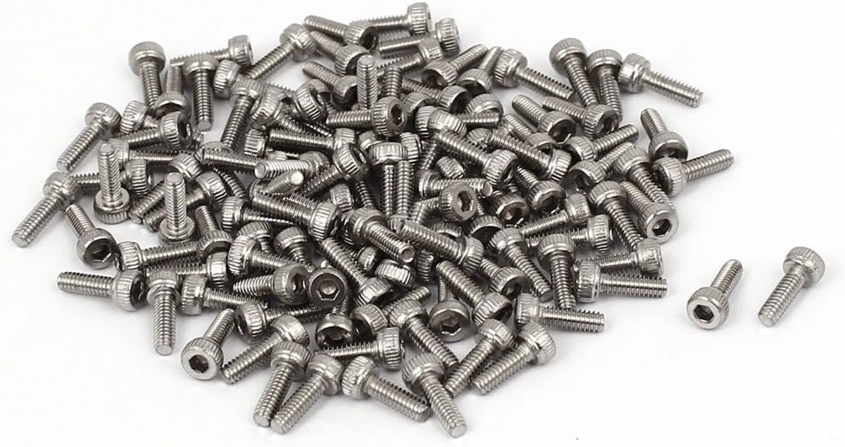 uxcell M2 x 6mm 0.4mm Pitch 304 Rvs Hex Socket Hoofd Cap Schroef DIN912 120pcs