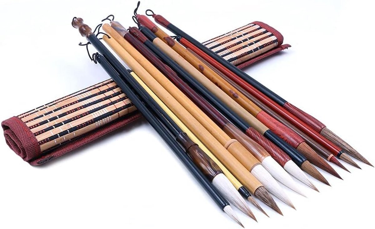 12Pcs-set Uitstekende Chinese Kalligrafie Borstel Kanji Japanse Sumi Tekening Borstel