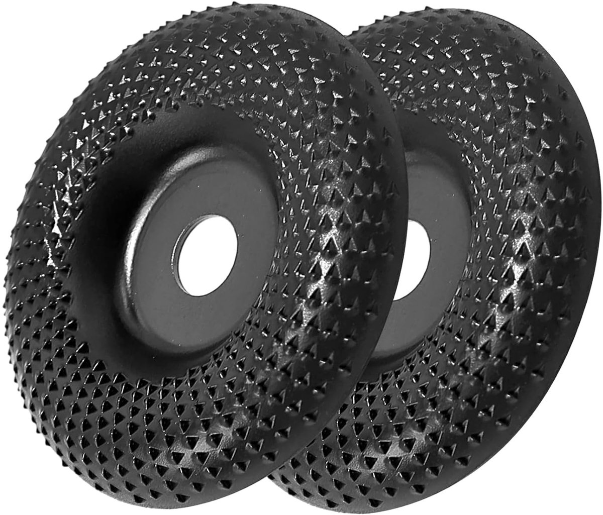 2 stuks houtslijpschijf voor haakse slijper, 125 mm raspschijf, houtsnijschijf, kettingzaagschijf, wolfraamcarbide, houtslijpen, slijpschijven om te vormen (zwart)