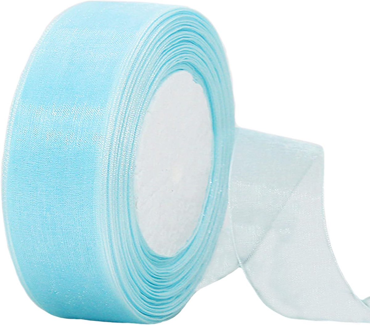 breed babyblauw organza chiffonlint 38 mm voor geschenkverpakking, 45 m doorzichtig chiffonlint haarlint verjaardagscadeau wikkellint kerstlint organza om te knutselen, kransen strikken,